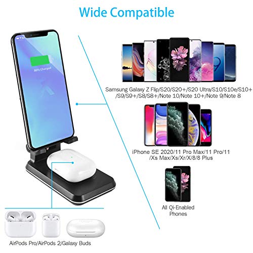 Wireless Charging Phone Stand, Dual Foldable Wireless Charger Stand 10W