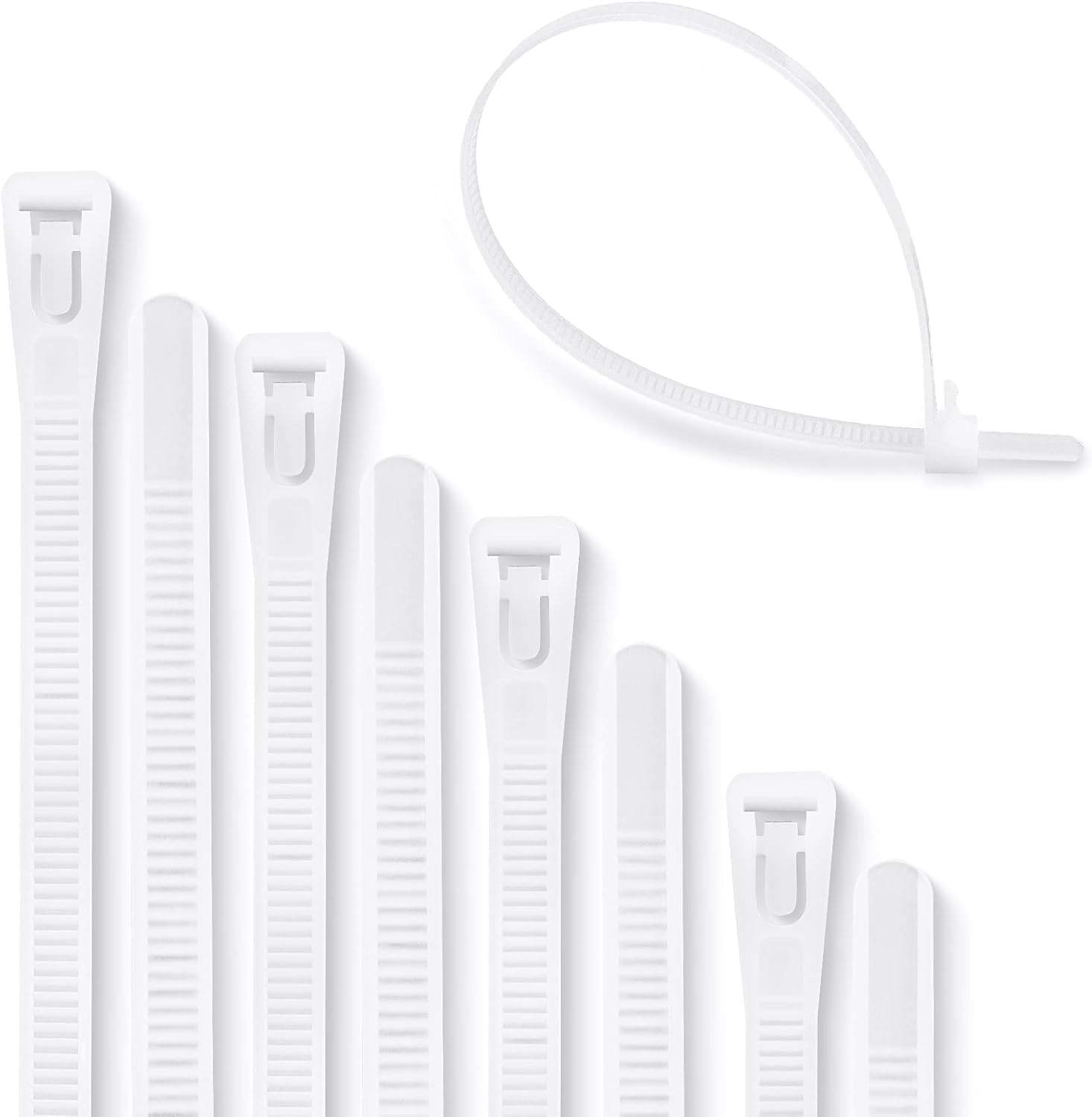 Meccion 100 Piece Releasable Cable Ties, Heavy Duty Reusable Tie Wraps, Strong Nylon Zip Ties (150mm x 3.6mm, White) — image 1