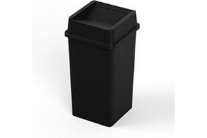 Regal Altair 35 Gallon Black Square Commercial Trash Garbage Can with Lid | Outdoor Office Restaurant School Kitchen