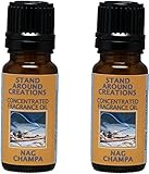 Set of 2 - Concentrated Fragrance Oil - Nag Champa: Has the aroma of incense; patchouli, sandalwood, and dragon's blood. Made with natural essential oils.(.33 fl.oz.)