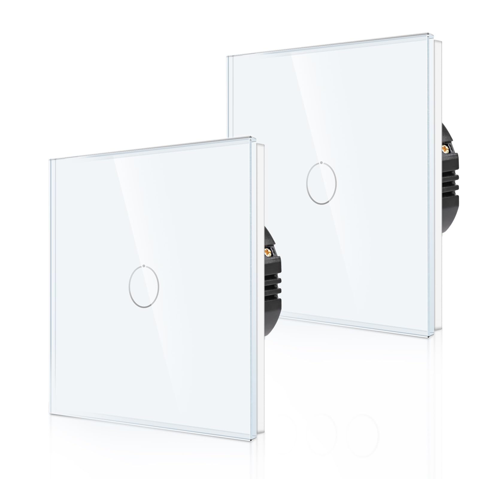 CNBINGO Touch Wechselschalter unterputz in Weiß - Lichtschalter mit Status-LED und Glas Panel - Paar nur mit diese Serie Wechselschalter - 1 Fach Wandschalter - 2er Pack