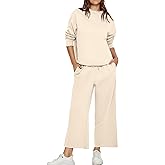 Glamaker Womens 2 Piece Lounge Set Casual Long Sleeve Mock Neck Tops Wide Leg Pant Tracksuit Vacation Travel Outfit 2025