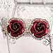 KeyZone 1 Pair Stylish Lady Rose Flower Zinc Alloy Pierced Ear Stud Earrings Red