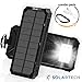 Premium Solar Phone Charger Power Bank 10000mAh SOLARTECH Waterproof Solar Battery Charger, With Dual USB Port, LED Flashlight, For iPhone, Samsung, Perfect for Hiking, Camping, Poolside (Black)