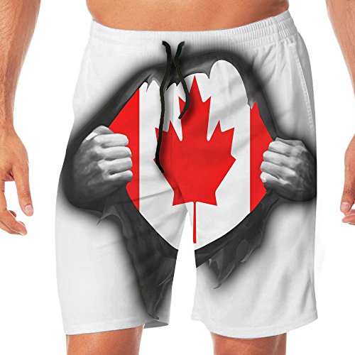 STDKNSK9 Men's Canada Flag Proud Boardshorts Swim Trunks No Mesh Lining