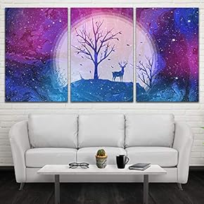 3 Panel Canvas Wall Art Starry Space Pictures Home Wall Decorations for Bedroom Living Room Paintings Canvas Prints Framed - 16"x24" x 3 Panels
