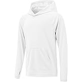 Poekuao Boys Rash Guard Long Sleeve Hoodie Swim Shirt with Pocket Youth Kids UPF 50+ Sun Protection Fishing Shirts Thumb Hole