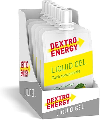 Dextro Energy Lemon Liquid Gel 28g Carbs Caffeine Vegan 12 Pack