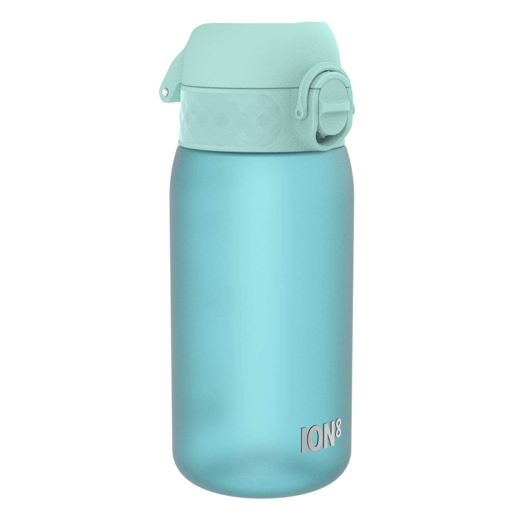 Ion8 Kids Water Bottle, 350 ml/12 oz, Leak Proof, Easy to Open, Secure Lock, Dishwasher Safe, BPA Free, Carry Handle, Hygienic Flip Cover, Easy Clean, Odour Free, Carbon Neutral, Light Blue