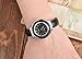 Top Plaza Fashion Women's Cuff Watch, Round Case PU Leather Band, Black