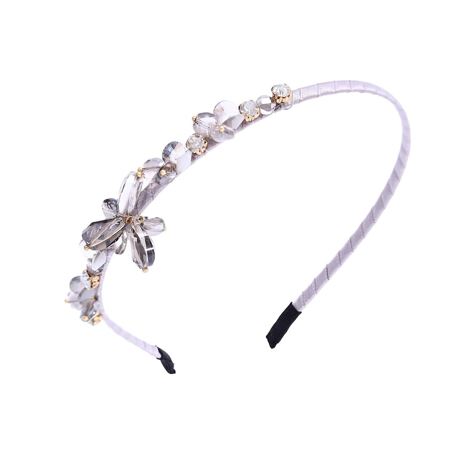 Qiwenr Crystal Headband, Crystal Side Headband, Pink Rhinestone Hair Bands, Great Headpiece for Prom, Party