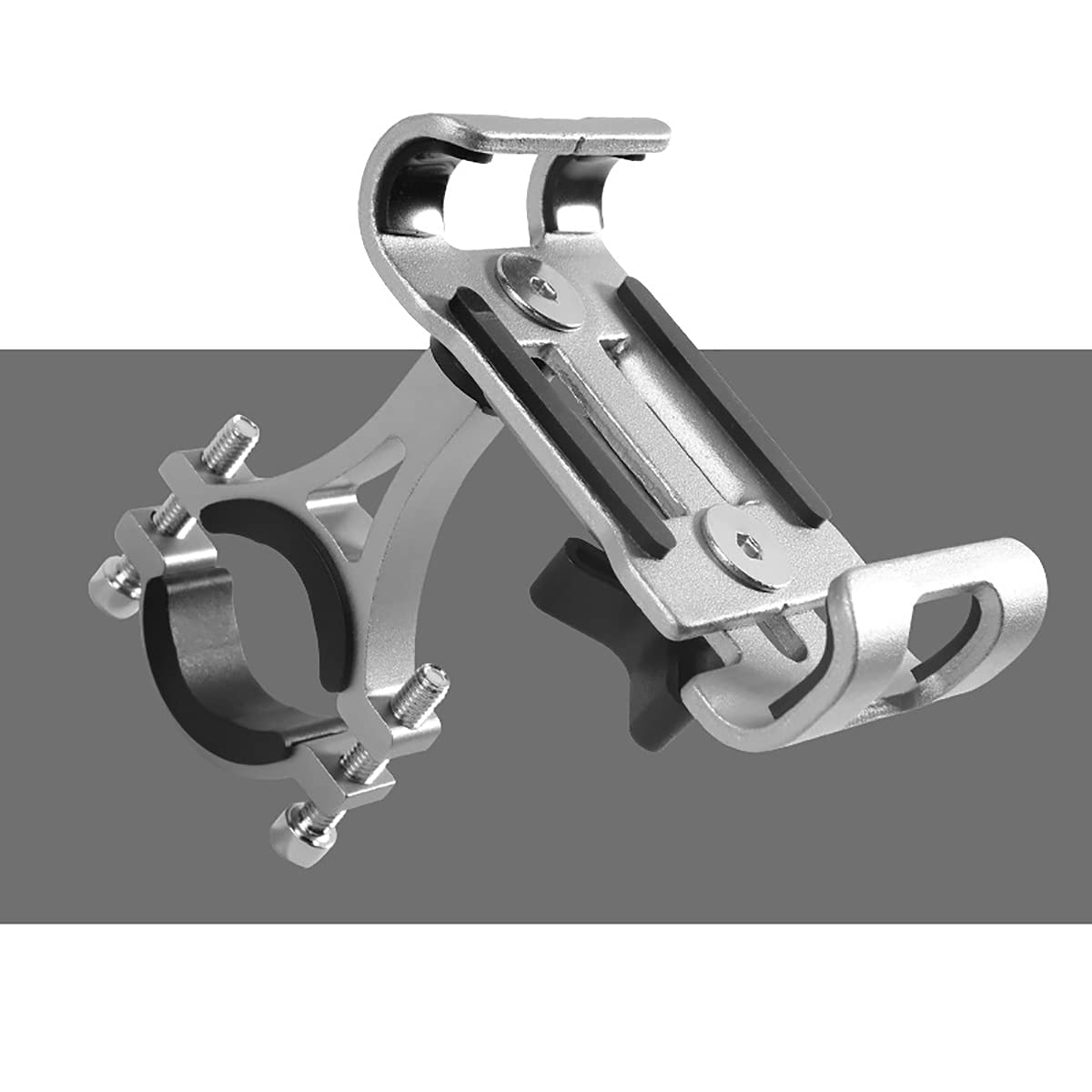 KANGKAI Aluminum Alloy Bicycle Phone Holder, 360 Degree Rotatable Universal Metal Motorcycle&Bike Mount Phone Holder for Bicycle, Suitable for 3.5" to 6.5" Phones and GPS SILVER