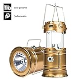 YIEASY Led Camping Lantern, Rechargeable Solar Lanterns Collapsible, Bright Lamp Outdoor Flashlight Portable for Camp, Power Outages, Emergencies, Hurricanes(Gold, 1 Lantern)