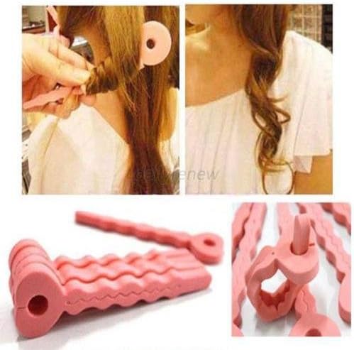 New Fashion 6Pcs Pink Soft Hair Curler Sponge Spiral Curls Roller DIY Salon Tool