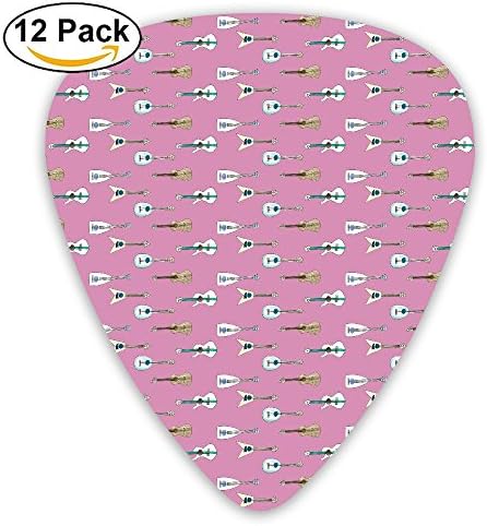 LJBpix Pink Ukulele Repeat Classic Guitar Picks (12 Pack) For Electric Guitar,Acoustic Guitar,Mandolin,Banjos,Ukulele,Resonator And Bass Includes 0.46mm,0.73mm,0.96mm Gifts For Men Women Teens Kids