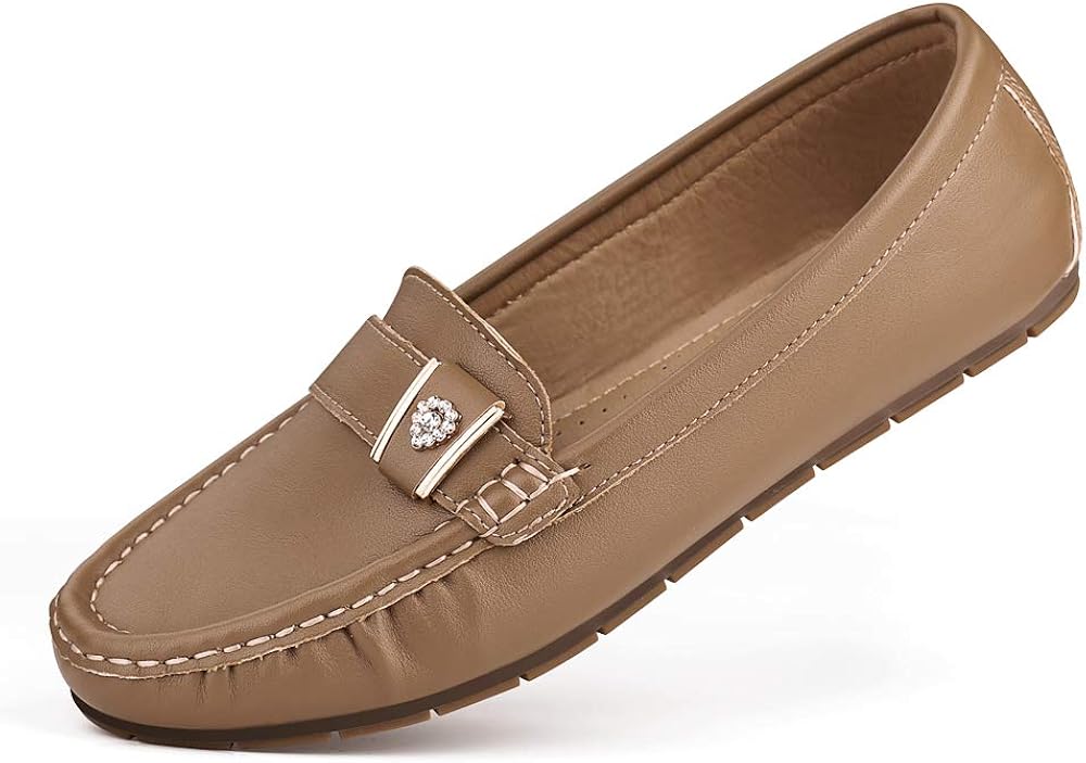 sorliva Women's Leather Penny Loafers Soft Casual Driving Flat Boats