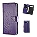 FLYEE Case iPhone 13 (6.1 inch,Released 2022),Wallet Case for Women and Girls with Card Holder,Flip Case Wallet Leather [Kickstand] Butterfly Flower Embossed Protective Cover-Purple