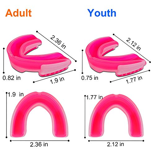 image for AiBOB Sport Mouth Guard Kids Youth/Adults 2pcs (Pink, Youth (10 yrs & 