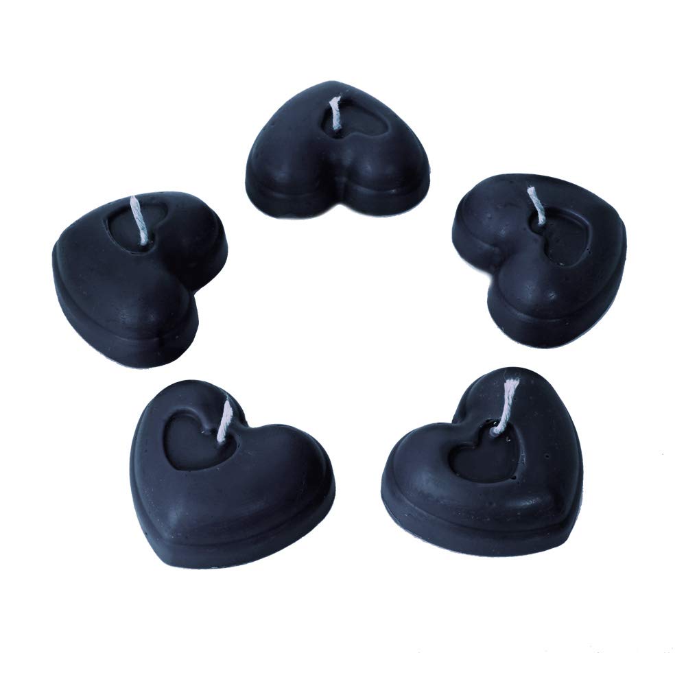 5X Romantic Heart Candles Beeswax Valentine's Day Love Wedding Black 36370