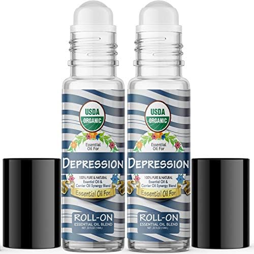 Essential Oil for Depression (USDA Organic - 100% Pure) Pre-Diluted Blend of Essential Oils Recommended by Aromatherapists for Aromatherapy - 10ml
