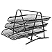 Mesh Desk Organizer, AGPtEK 3 Tier Letter Tray Organizer Office Desktop Document Paper File Storage Mesh Filling Collection for Home &Office Use, Black