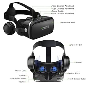 BENGOO VR Headset Goggles with Stereo Headphones, Virtual Reality Headset, 3D Glasses for 3D Games and Movies, Compatible all IOS / Android / Windows Smartphones within 4.7-6.0 inches by BENGOO