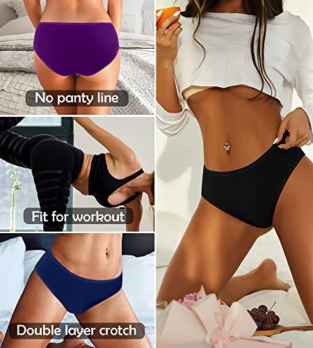 Womens Underwear Cotton Hipster Panties Low Rise Full Coverage Comfortable No Show Ladies Briefs