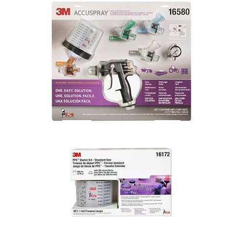 3M 16580 Accuspray Spray Gun System  & Four 3M PPS Starter Kits 16172