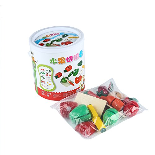 Youtop 29pcs Wooden Cutting Fruits and Vegetables Toy Playset Pretend Play for Kids w/ Storage - Thumbnail 5