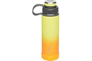EcoVessel Stainless Steel Water Bottle with Insulated Dual Lid, Insulated Water Bottle with Strainer and Silicone Bottle Bumper, Coffee Mug – 20oz (Summer Sun)