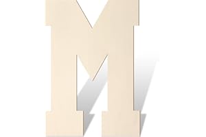 HOMENTHUS Large Wooden Letters 17 Inch, Big Wood Letters M Shape Cutout Alphabet Unfinished Vintage Sports Varsity Style Paintable Wooden Letters for Wall Decor Nursery Name Painting Crafts Party Room Decor