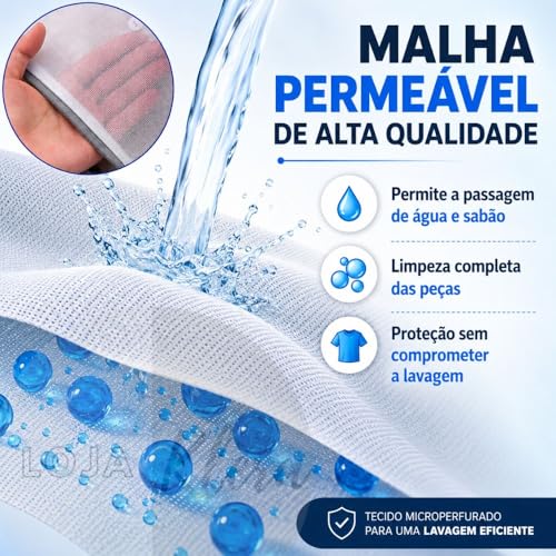 Kit 10 Sacos para Lavar Roupas Delicadas na Máquina, Reutilizável com Zíper Reforçado Proteção Total Contra Danos e Desgaste Ideal para Roupas Delicadas