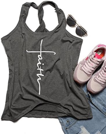 Erxvxp Women Summer Racerback Faith Print Tank Fitness Vest 2018 Female Casual Loose Tank Ladies Tops Tee