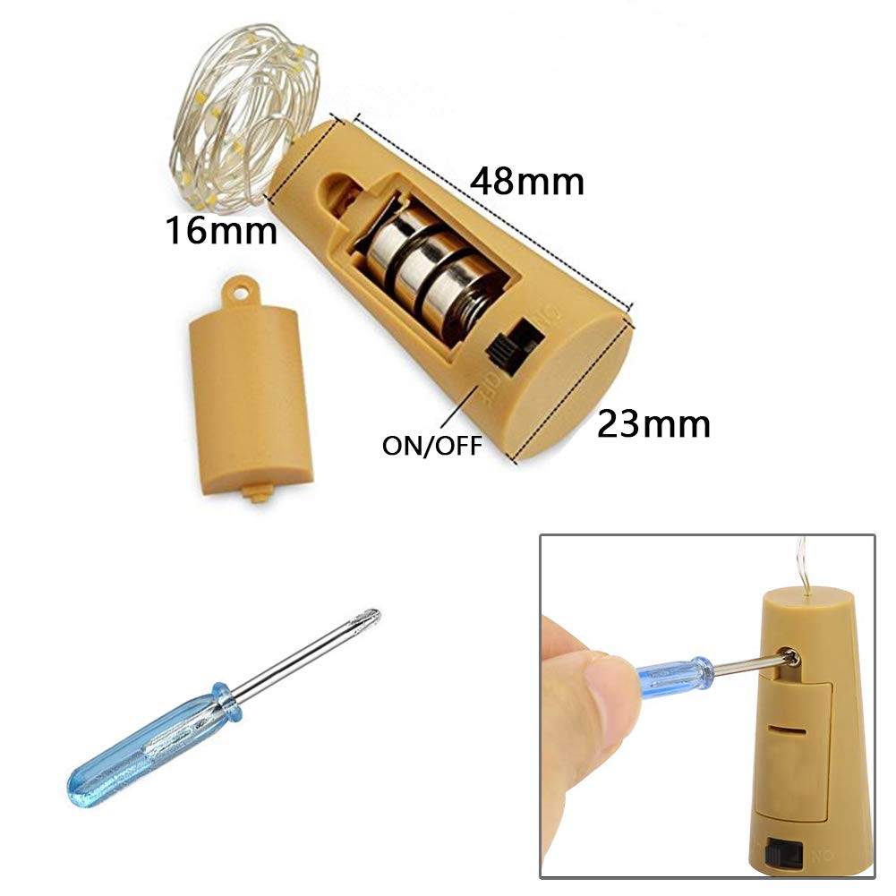 LED Bottle Lights with Cork, KEFU Fairy Lights Wine Bottle Lights with Cork, 2M 20 LED Battery Operated Wire String Light, for DIY, Party, Decor, Christmas, Halloween,Wedding (Color)