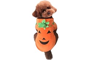 Mogoko Dog Cat Halloween Pumpkin Costumes, Funny Pet Cosplay Dress, Puppy Fleece Hoodie Coat Clothes, Animal Autumn Winter Warm Jumpsuit Outfit Apparel (XL for 12.0~18.0 lbs)