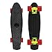 Cal 7 Complete Mini Cruiser Skateboard, 22 Inch Plastic in Retro Design (Black, Yellow, and Red)