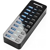 SABRENT 10-Port 60W USB 3.0 Hub with Individual Power Switches and LEDs, Includes 60W 12V/5A Power Adapter (HB-BU10)
