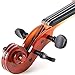 ADM 1/2 Half Size Handcrafted Solid Wood Student Acoustic Violin Starter Kits(Hard Case, Rosin, Shoulder Rest, Tuner, Violin Bow, Fingerboard Sticker), Red Brown