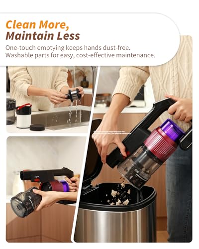 ElecKeys 650W Cordless Vacuum Cleaner for Pet Hair & Hardwood Floors, 55kPa Lightweight Vacuum Cleaners with 65 Mins Runtime, Quiet Stick Vac,Charging Dock, Self-Standing, Foldable Tube