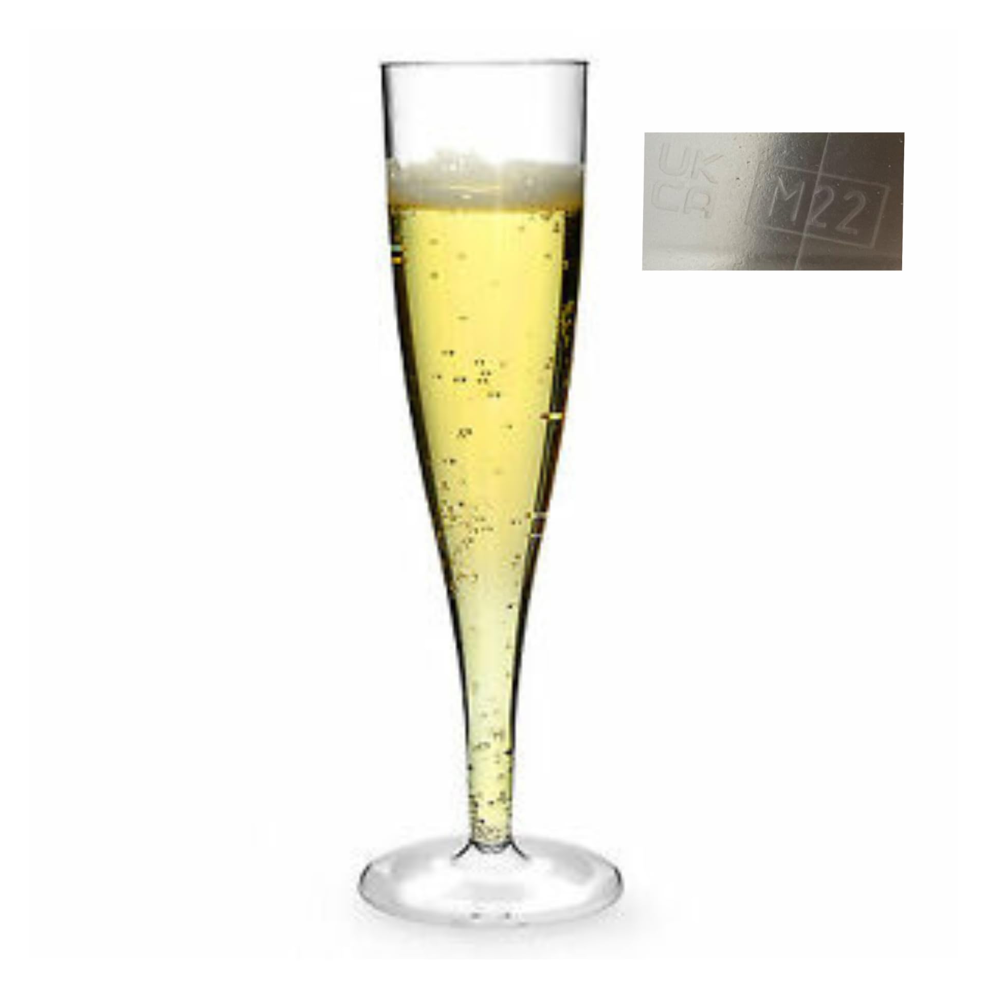 Regalzone ™ Clear10 x Plastic Champagne Flute Glasses 160ml UK CA Marked at 125ml. Perfect for Weddings, Parties and Outdoor and Indoor Events