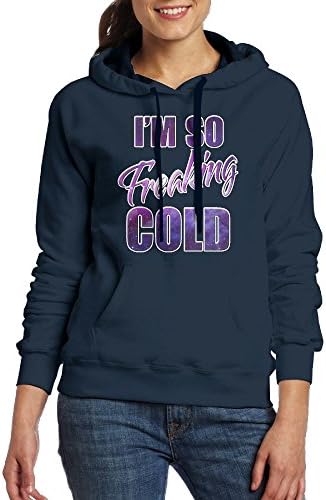 I'm Freaking Cold Women 3D Printing Pullover Popular Kangaroo Pocket Hoodie Sweatshirt Navy