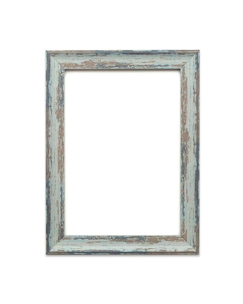 Industrial Vintage looking Shabby Chic/Camouflage Picture/Photo/Poster frame - Moulding measures 32mm wide and 18mm deep - Spoon Blue Distressed 18" x 12" Size — image 1