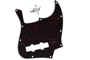 KAISH Jazz Bass J Bass Pickguard fits USA/Mexican 4 String Fender Jazz Bass Red/Black Tortoise