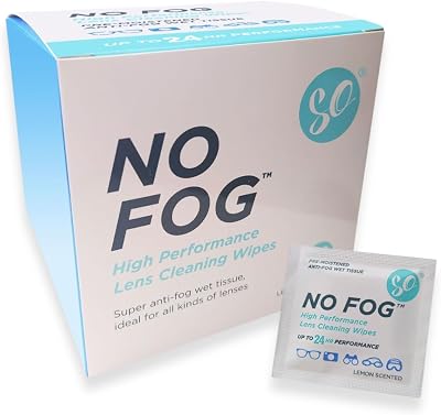 SO No Fog Lens Wipes 100 Pack Anti Fog Glasses Cleaner Individually Wrapped