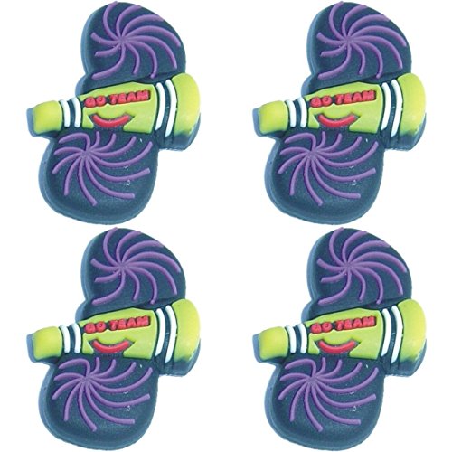 Four (4) of Go Team Cheerleader Megaphone Purple Pompom Shoe Rubber Charms for Wristbands and Shoes