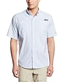 Columbia Men's Super Tamiami Short Sleeve Shirt, Vivid Blue Gingham, Small