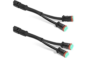 OFFROADTOWN 2PCS DT DTP Wiring Harness Adapters Connectors Splitters Plug n Play Wiring Harness 240w for LED Light Bar Pod Fog Driving Lights LED Cubes Work Light