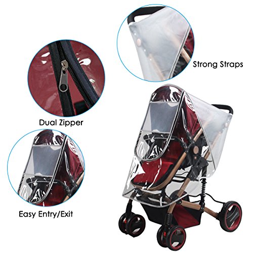 Baby Stroller Rain Cover and Mosquito Net Weather Shield，Universal Waterproof Windproof Protection Baby Stroller Rain Cover for Outdoor Indoor - Thumbnail 5