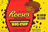 Reese's King Size Stuffed with Crunchy Cookie Big Cup – Kids Favorite Snack - 2.68 Oz (16 Pack)