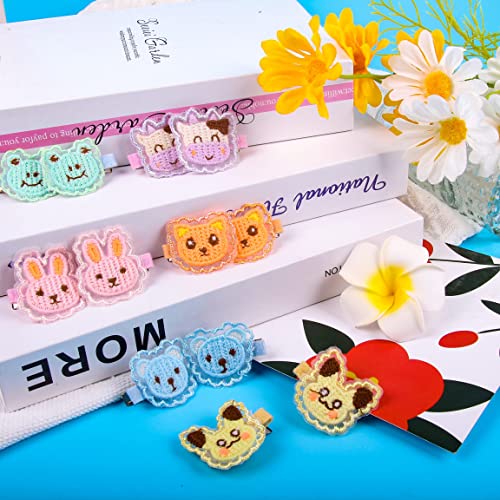 Jaqakid 12 Pack Embroidery Cute Animal Fully Lined Alligator Hair Clips
